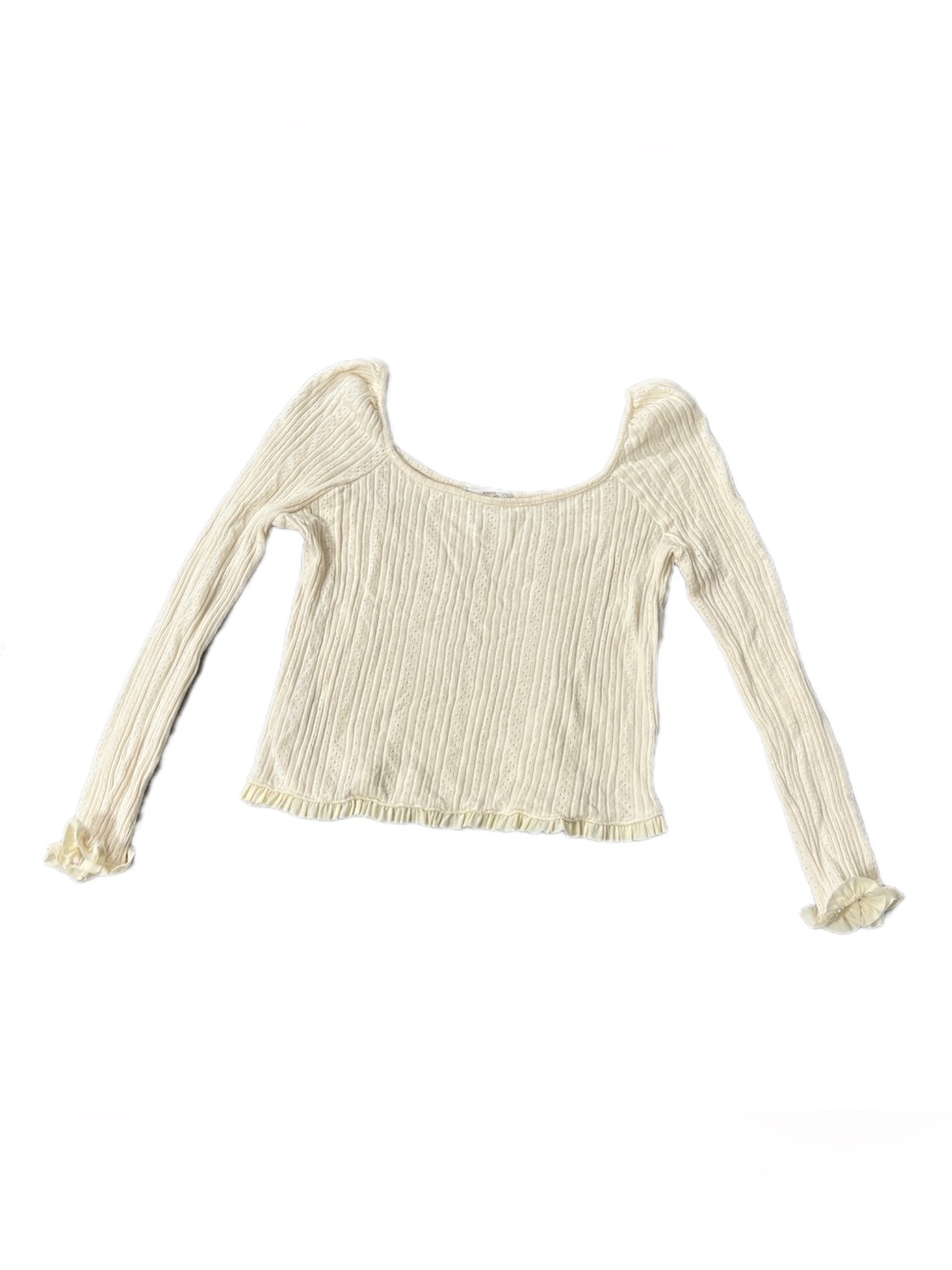 Mango 100% cotton ribbed ecru beige long sleeve shirt US Women’s XL EUC